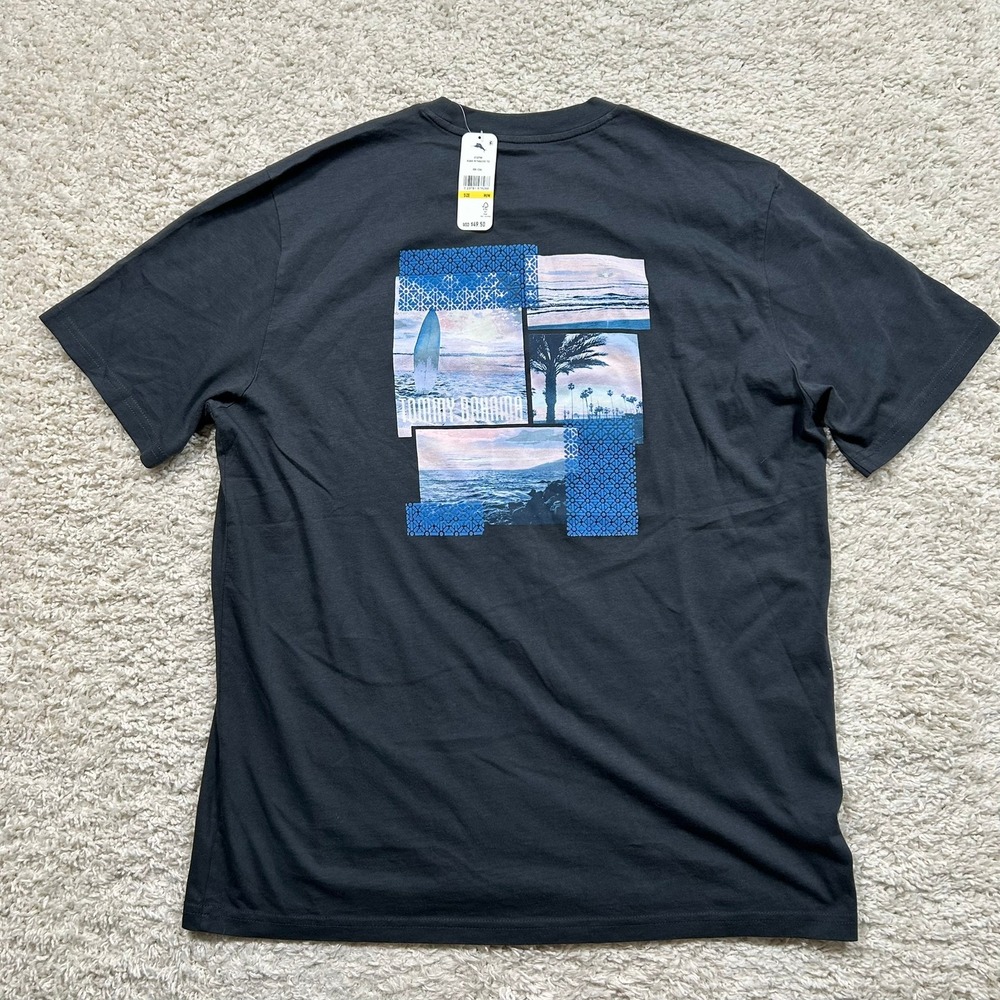 Tommy Bahama Board In Paradise T-Shirt Size Medium Coal Gray Graphic Marlin New